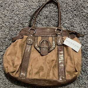 NWT faux suede & leather trim purse shoulder bag